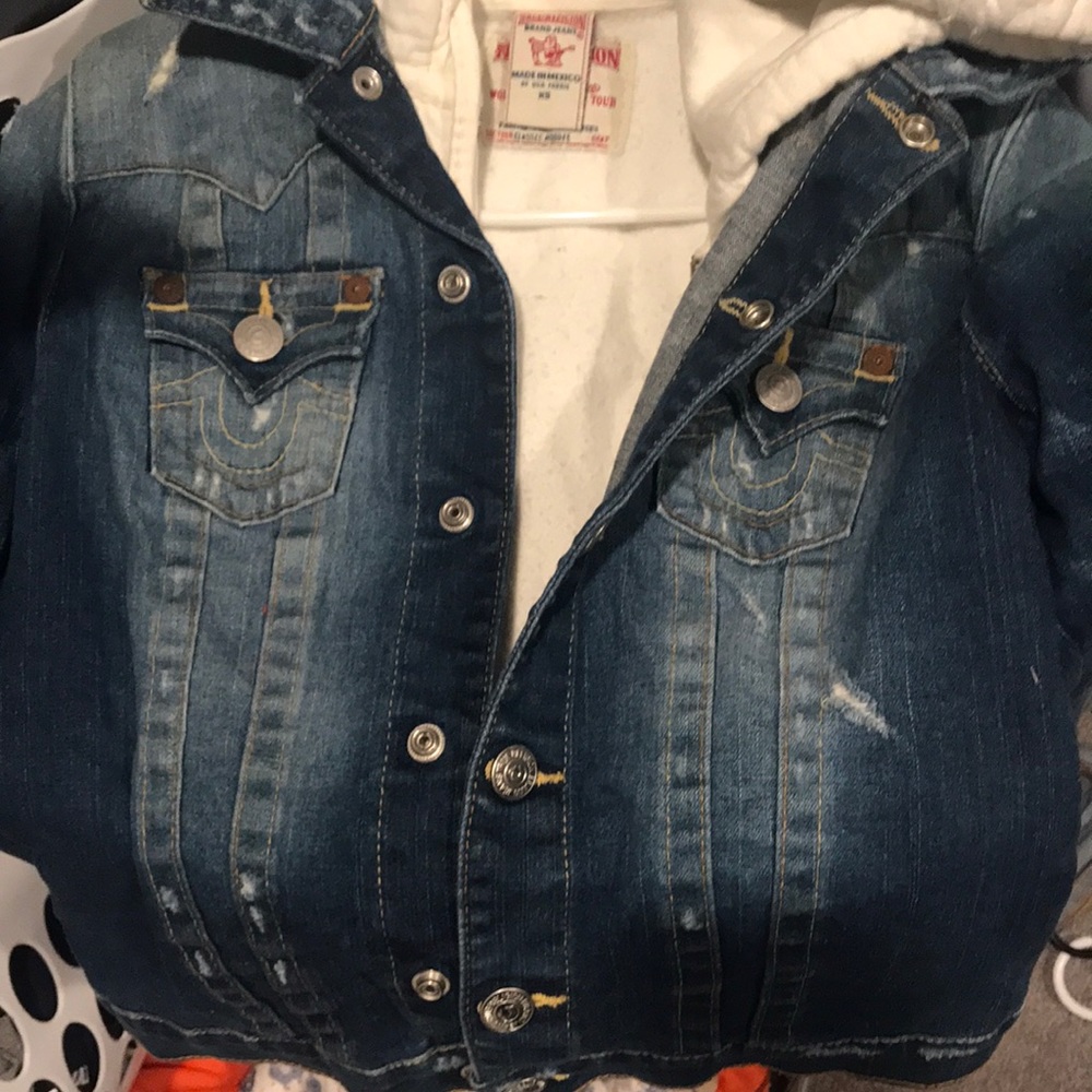 New jean hoodie jacket true religion xs